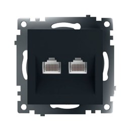 Розетка компьютерная 2-местная RJ-45 (механизм) ,STEKKER ,GLS00-7109-05, серия Катрин, черный