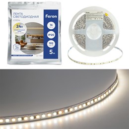 Лента светодиодная 192SMD(2835)/м 16Вт/м 24V 5000*8*1.44мм 3000К+6500K, IP20, LS504