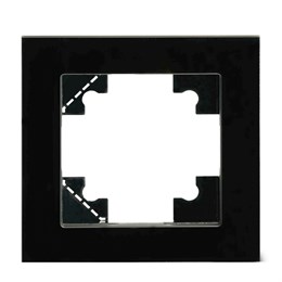 Рамка 1-местная для сенсорных механизмов, подсветки, стекло, STEKKER, GFR00-7001-05S, серия Катрин, черный