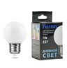 Лампа светодиодная Feron LB-37 Шарик E27 1W 230V 6400K матовый - фото 100070