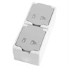 Розетка 2-местная с крышкой с/з STEKKER PST16-22-54V, пластик АВS, 250В, 16А, IP54,  белый/серый - фото 100536