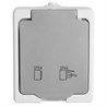 Розетка 1-местная с крышкой с/з STEKKER, PST26-11-54, пластик АВS, 250В, 16А, IP54, белый/серый - фото 100545
