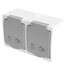 Розетка 2-местная с крышкой с/з STEKKER PST16-22-54, пластик АВS, 250В, 16А, IP54,  белый/серый - фото 100549