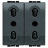 L4180/2 Bticino LivingLight. Блок из 2х розеток 2П заземление 10А и 16А центр.расстояние 19 и 26 мм закрытого типа 2 модуля - фото 28354