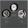 BT Axolute Антрацит Розетка ТV-FM-SAT 2 мод - фото 28791
