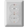 Wessen 59 Белый Розетка 2-я с/з с защитными шторками в сборе с рамкой RS16-255-18 - фото 29012
