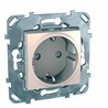 Schneider Electric Unica Бежевый Розетка 1-ая с с/з с защитными шторками винт. зажим (MGU5.037.25ZD) - фото 29159
