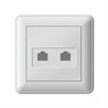 Wessen 59 Белый Розетка компьютерная 2-ая RJ45 кат. 5e в сборе с рамкой - фото 29203