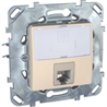 Schneider Electric Unica Бежевый Розетка комп(RJ45) 1-ая кат 6 с полем для надписи (MGU5.425.25ZD) - фото 29255