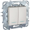 Schneider Electric Unica Белый Переключатель 2-клавишный (сх.6 6) с подсветкой (MGU5.0303.18NZD) - фото 29267