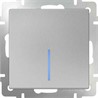 Выключатель одноклавишный проходной с подсветкой Werkel WL06-SW-1G-2W-LED серебряный - фото 29743