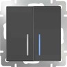 Выключатель двухклавишный проходной с подсветкой Werkel WL07-SW-2G-2W-LED серо-коричневый - фото 29763