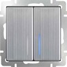 Выключатель двухклавишный проходной с подсветкой Werkel WL02-SW-2G-2W-LED глянцевый никель - фото 29773