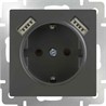 Розетка с заземлением, шторками и USB х2 Werkel WL07-SKGS-USBx2-IP20 серо-коричневый - фото 29829