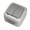 Выключатель двухклавишный, IP54, настенного монтажа, серый VI-KO Palmiye 90555502 - фото 30116