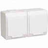 Розетка двойная ИЭК Гермес открытой установки IP44 с з/к с крышкой белый РСб22-3-ГЧ - фото 30179