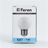 Лампа светодиодная Feron LB-37 Шарик E27 1W 230V 6400K матовый - фото 49284