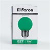 Лампа светодиодная Feron LB-37 Шарик E27 1W 230V Зеленый - фото 49289