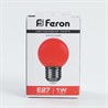 Лампа светодиодная Feron LB-37 Шарик E27 1W 230V Красный - фото 49295