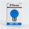 Лампа светодиодная Feron LB-37 Шарик E27 1W 230V Синий - фото 49304