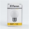 Лампа светодиодная Feron LB-37 Шарик матовый E27 1W 230V 2700K - фото 53965