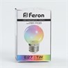 Лампа светодиодная Feron LB-37 Шарик прозрачный E27 1W 230V RGB плавная смена цвета - фото 60404