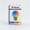 Лампа светодиодная Feron LB-37 Шарик матовый E27 1W 230V RGB плавная сменая цвета - фото 61931