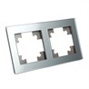 Рамка 2-местная, стекло, STEKKER, GFR00-7002-03 , серия Катрин, серебро - фото 62845