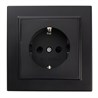 Розетка 1-местная c/з STEKKER, PST16-9010-03, 250В, 16А, с защитной шторкой, серия Эрна, черный - фото 63018