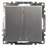 Выключатель 2-клавишный c индикатором (механизм), STEKKER GLS10-7102-03, 250В, 10А, серия Катрин, серебро - фото 63222