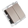 Выключатель 2-клавишный (механизм), STEKKER GLS10-7104-02, 250V, 10А, серия Катрин, шампань - фото 63352