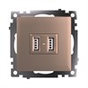 Розетка USB 2-местная (механизм), STEKKER GLS10-7115-02, 250B, 2,1A, серия Катрин, шампань - фото 63366