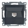 Розетка компьютерная 1-местная RJ-45 (механизм), STEKKER GLS00-7107-05, серия Катрин, черный - фото 63415