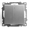 Выключатель 2-клавишный (механизм), STEKKER GLS10-7104-03, 250V, 10А, серия Катрин, серебро - фото 63467