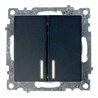 Выключатель 2-клавишный c индикатором (механизм), STEKKER GLS10-7102-05, 250В, 10А, серия Катрин, черный - фото 63478