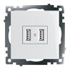 Розетка USB 2-местная (механизм), STEKKER GLS10-7115-01, 250B, 2,1А, серия Катрин, белый - фото 65317