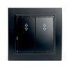 Переключатель 2-клавишный STEKKER  PSW10-9008-03, 250В, 10А, серия Эрна, черный - фото 66642
