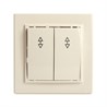 Переключатель 2-клавишный STEKKER  PSW10-9008-02, 250В, 10А, серия Эрна, слоновая кость - фото 66677