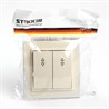 Переключатель 2-клавишный STEKKER  PSW10-9008-02, 250В, 10А, серия Эрна, слоновая кость - фото 66681
