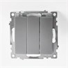 Выключатель 3-клавишный (механизм), STEKKER GLS10-7108-03, 250V, 10А, серия Катрин, серебро - фото 70454