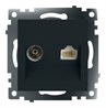 Розетка TV + компьютерная RJ-45 (механизм), STEKKER GLS00-7106-05, серия Катрин, черный - фото 70460