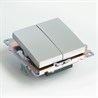 Переключатель 2-клавишный (механизм), STEKKER GLS10-7107-03, 250V, 10А, серия Катрин, серебро - фото 70488