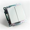 Переключатель 2-клавишный (механизм), STEKKER GLS10-7107-03, 250V, 10А, серия Катрин, серебро - фото 70489