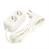 Удлинитель двухместный с/з  STEKKER HM06-21-02 3x1мм2, 2м, серия Home (У10-001), белый - фото 71469