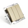 Выключатель 3-клавишный (механизм), STEKKER, GLS10-7108-08 , 250В, 10А, серия Катрин, золото - фото 73829