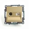 Розетка TV + компьютерная RJ-45 (механизм), STEKKER, GLS00-7106-08, серия Катрин, золото - фото 73833