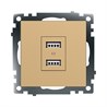 Розетка 2-местная USB (механизм), STEKKER, GLS10-7115-08, 250В, 2,1А, серия Катрин, золото - фото 73881