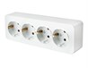 Розетка 4-местная с/з открытой установки, STEKKER, 250В, 16А, IP20, серия София, белый, MST16-14-01 - фото 74039