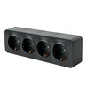 Розетка 4-местная с/з открытой установки, STEKKER, 250В, 16А, IP20, серия София, черный матовый, MST16-14-05 - фото 74061