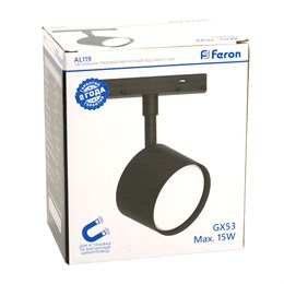 Светильник Feron AL119 трековый магнитный под лампу GX53 230В, черный - фото 75015